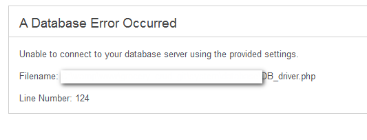 Codeigniter Database Error